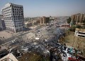 Iraqi foreign ministry building left at the site of a massive bomb attack on August 19 2009